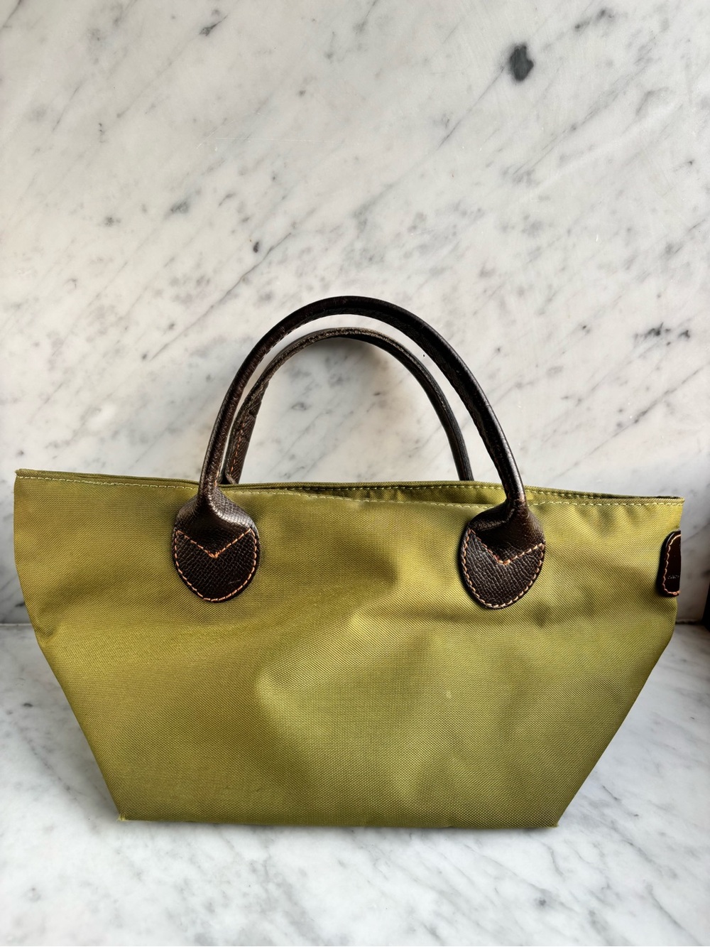 Herve Chapelier Olive Green Nylon Handheld Small Tote